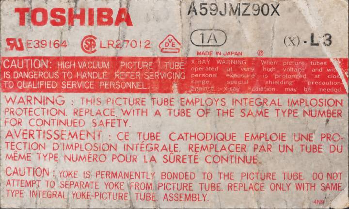Étiquette du tube Toshiba A59JMZ90X